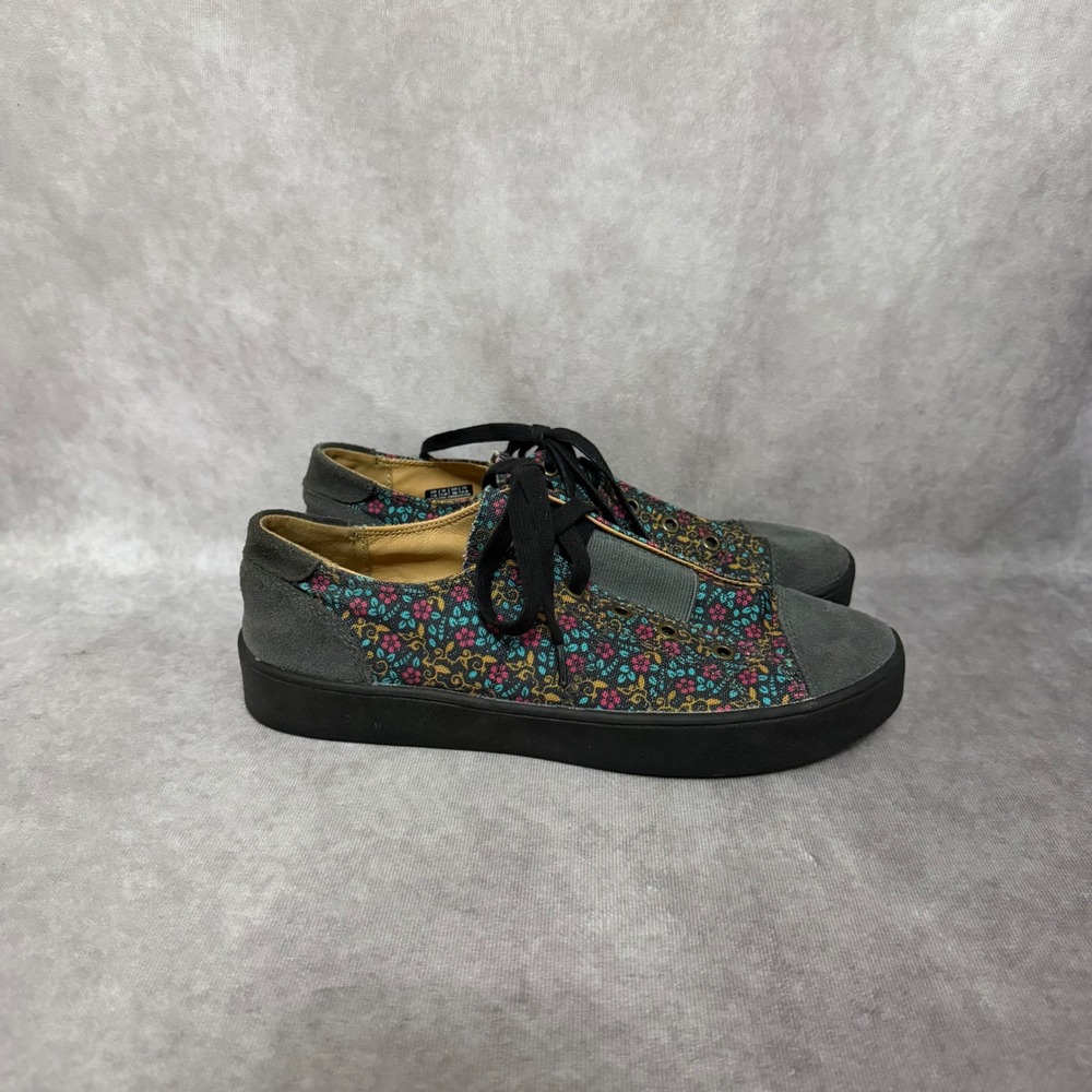 Spenco Malibu Floral Sneakers Womens Size 7.5 Black Grey Fashion Boho Low Top - Picture 1 of 8